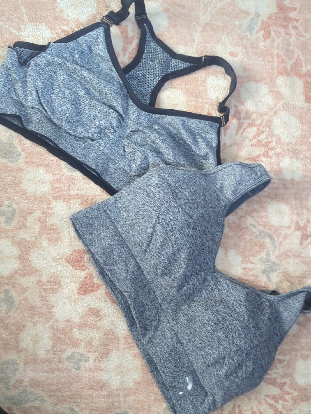Puma Gray Heather Wireless Sports Bras - Gray/Black Trim